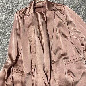Elegant Pink Satin Blazer